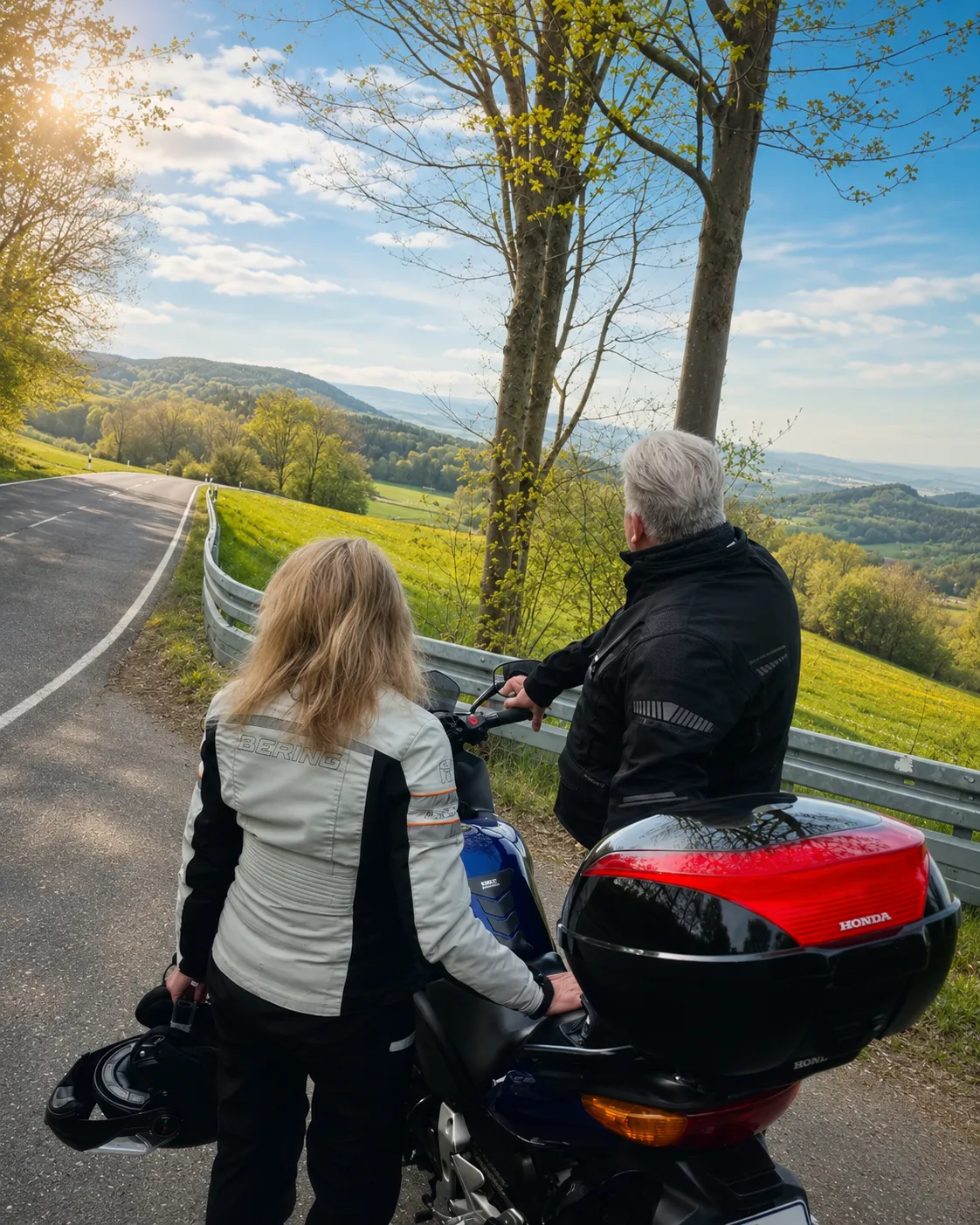 Motorrad auf ruhiger Landstraße — Moment der Klarheit